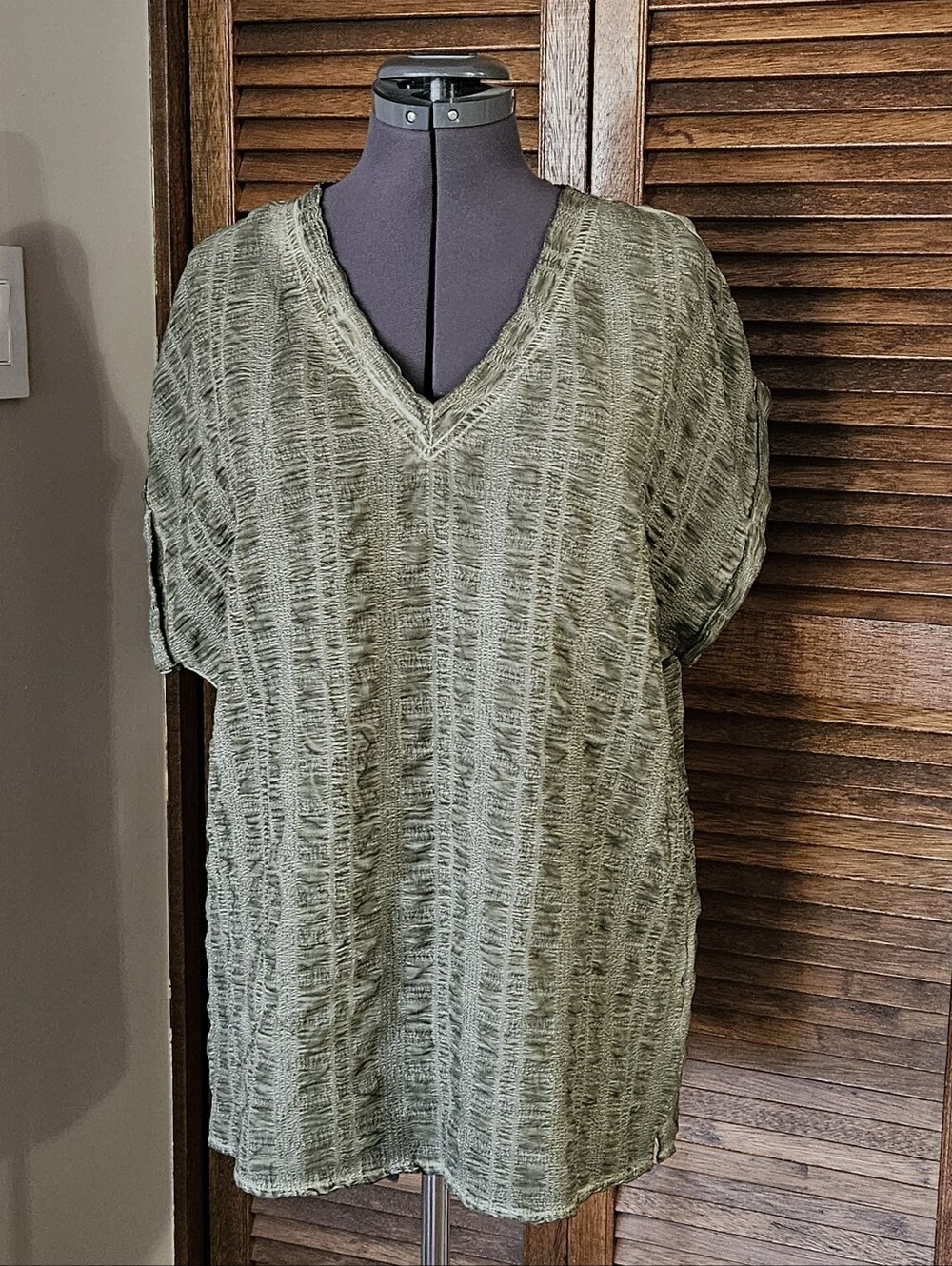 NWT, Eco- Friendly by NU, V-Neck Textured Women's Top